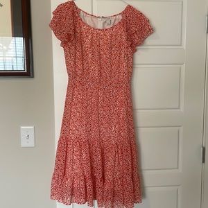 Midi Bright Coral Floral JCrew Dress